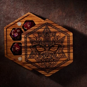 Warlock | Caja de dados DnD | MADERA DE CEBRA | Bóveda de dados | Juego de dados DnD - Imagen 1 de 5