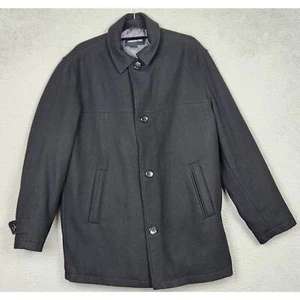 LONDON FOG Coat Mens Medium Black Button Up Wool Blend Inner Pockets Lined - Picture 1 of 7