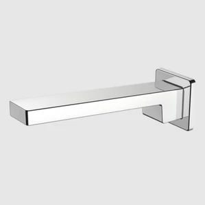 METHVEN 200mm Straight Square Bath Spa Spout PUSH-FIT Chrome - Picture 1 of 2