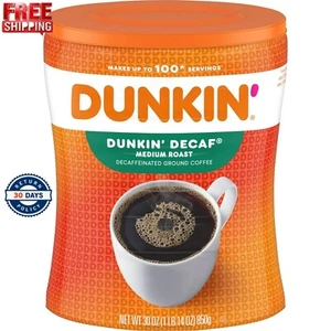 Dunkin' Original Blend Medium Roast Decaf Ground Coffee, 30 Ounce Canister - Picture 1 of 8