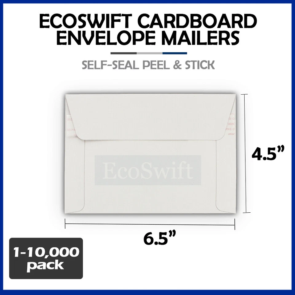 1-10000 6.5 x 4.5 EcoSwift Self Seal Photo Ship Flats Cardboard Envelope Mailers - Image 1 of 4