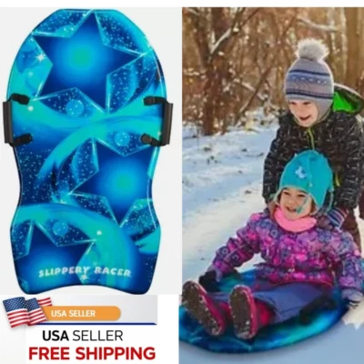 Slippery Racer Downhill Adults and Kids Foam Toboggan Snow Sled with Handles36"