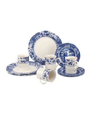 Juego de vajilla Spode Blue Italian Collection Brocato 12 piezas, loza fina Foto 1 de 4