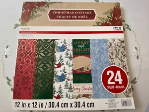 CHRISTMAS COTTAGE 12X12 SCRAPBOOK PAPER PAD 24 SHEETS 12 DESIGNS ~ RECOLLECTIONS - Picture 1 of 13