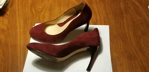 Carolinna Espinosa Cecrosage Pink Red Purple Suede Stiletto Heels Size 6 M - Picture 1 of 2