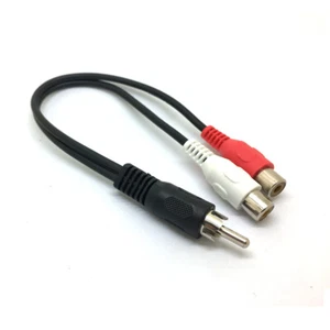 1 RCA Male Mono to 2 RCA Female Stereo Audio Splitter A/V Y Cable Lead - Picture 1 of 5