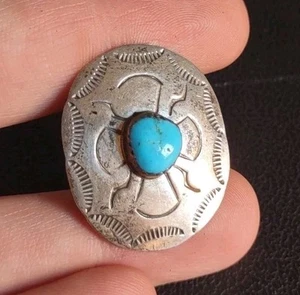 Cravatta bolo vintage in argento sterling 925 turchese 5,9 grammi. Solo corpo, senza pelle - Foto 1 di 8