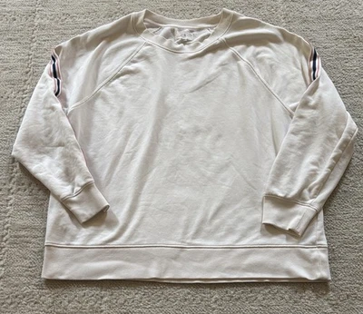 Lou & Grey Cream Sweatshirt With Orange And Blue Stripes On The Arm Size Large - Image 1 of 4