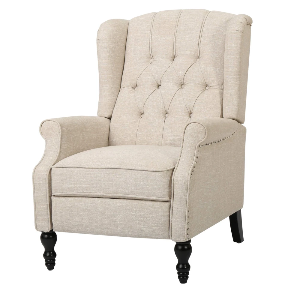 GDF Studio Elizabeth Light Beige Tufted Fabric Arm Chair Recliner
