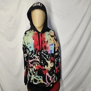 Vintage 90’s Cross Colors Hoodie Pullover Sweatshirt Logo Splattered Medium - Bild 1 von 10