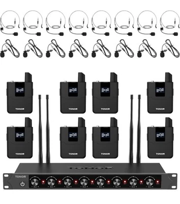 TONOR TW388 Wireless Microphone System 8 Headset & 8 Lavalier Mics - Image 1 of 4