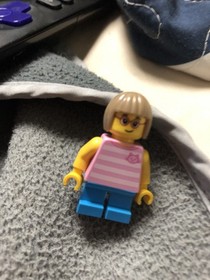 Lego Girl, Bright Pink Striped Top Cty Minifigure Cty0663
