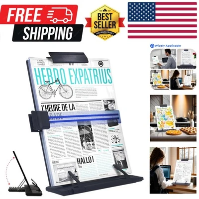 Document Holder Paper Stand with 7 Adjustable Positions, Black Metal Paper Ho... - Image 1 of 4