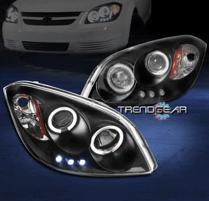 2005-2010 CHEVY COBALT/2007-2009 PONTIAC G5 HALO LED PROJECTOR HEADLIGHTS BLACK - Picture 1 of 4
