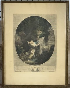 Antique French Stipple Engraving Le Segment D’Amour Jean Honrè Fragonard Framed - Picture 1 of 9