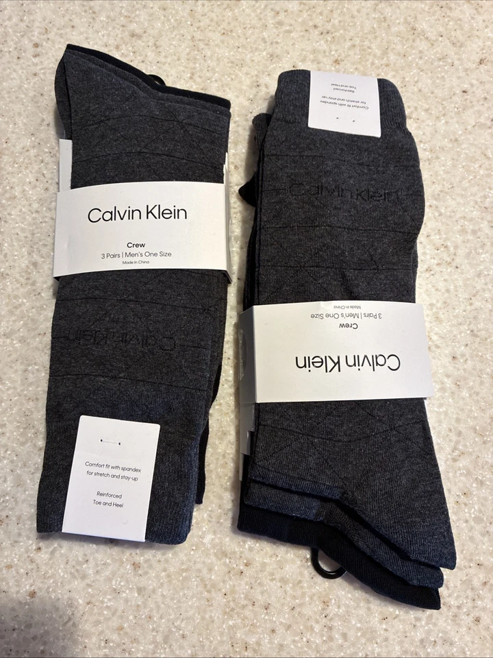 Paquete de 2 calcetines de vestir Calvin Klein Crew para hombre talla única paquete de 7-1 gris negro Foto 1 de 4