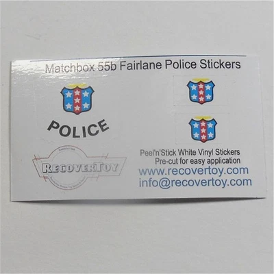 Matchbox Lesney 55b Ford Fairlane Police Car Sticker Set - Image 1 of 3