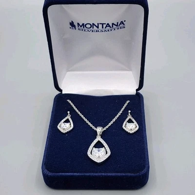 Conjunto de joyas Montana Silversmiths Hearts on a Swing 2 piezas JS3032 diamantes de imitación plateados Foto 1 de 4