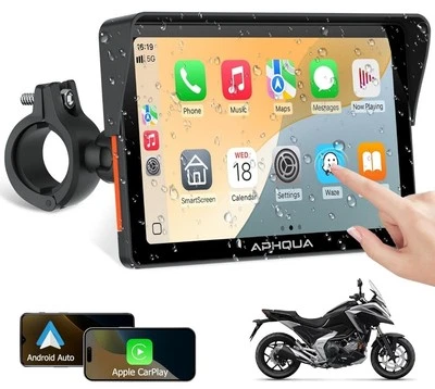 7-inch Motorcycle Navigation GPS Wireless Carplay Android Touch Screen + IP67 - Image 1 of 4