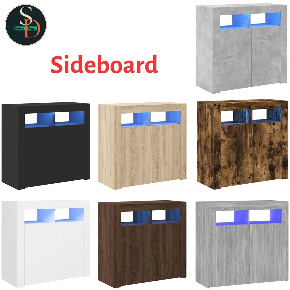 Sideboard with LED Lights Storage Cupboard Cabinet Buffet Highboard vidaXL - Image 1 of 1