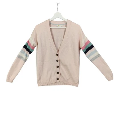 Cárdigan suéter de lana de cachemir Boden para mujer talla 6 rosa tejido a rayas preppy coed Foto 1 de 4