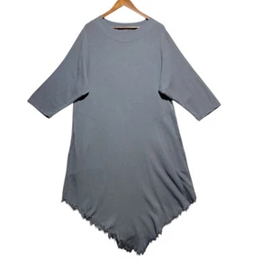 Cynthia Ashby Linen Blend Lagenlook Slip Dress Blue Tunic Artsy Renaissance Med - Picture 1 of 5