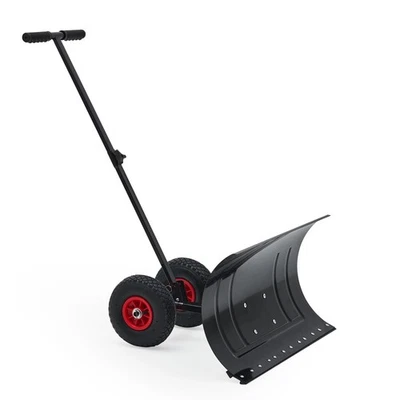 14× 29in Snow Shovel w/ Wheels Snow Pusher Shovel Adjustable Angle Height Handle - Image 1 of 4