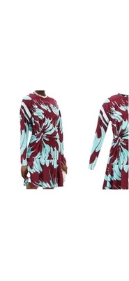 Vestido Stella McCartney Talla 44 Estampado Maisie Acanalado Manga Larga 10 12 Nuevo con Etiquetas $1950 Foto 1 de 4