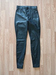 Zara Women's Black Leather-Like Pants - Picture 1 of 8