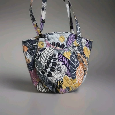 Vera Bradley Glenna Satchel Palm Floral Purse Bag Tote Gray Yellow Lavender - Image 1 of 4