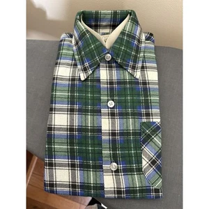 Vintage 80s Northway By Klondike Flannel Shirt Plaid Size 12 NEW No Tags Blue - Picture 1 of 4