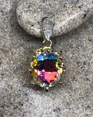 Vintage Mystic Topaz Earrings in Golden 925 Sterling Silver - Image 1 of 4