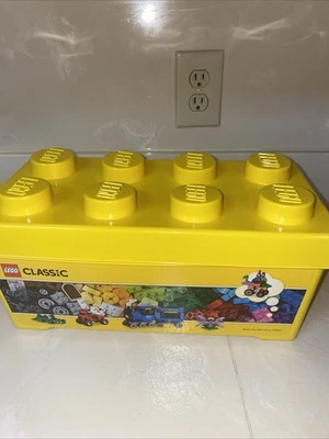 Legos With Yellow Brick Storage Bin With Lid & 3lbs Of Legos  - Image 1 of 4