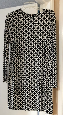 Mini Vestido Michael Michael Kors Negro Blanco Estampado Geométrico Talla M Cintura Caída Foto 1 de 2