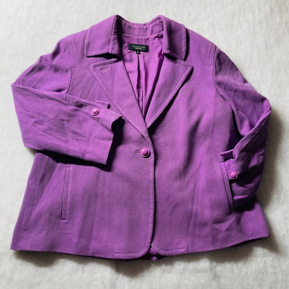 Blazer Traje Talbots Mujer Púrpura Muesca Única Solapa Un Botón Talla 14 Foto 1 de 4