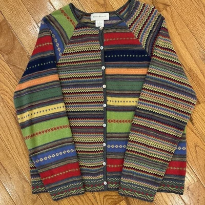 Cárdigan geométrico Susan Bristol vintage grande colorido bloques de colores a rayas Foto 1 de 4