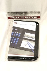 New Cre8tive Gallery 16 pc Store N Go Pencil Erasers And Drawing Pad w/ Storage - Picture 1 of 2