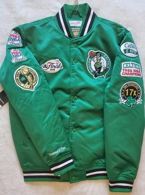 Boston Celtics Mitchell & Ness NBA 17X Champ Full Snap Quilt Lined Jacket Small - Image 1 of 4