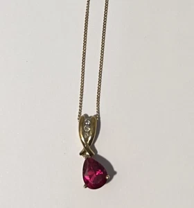 Sapphire And Diamond Necklace 9ct Antique And Vintage , Hallmarked - Picture 1 of 6