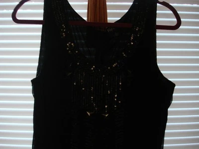 Vestido de cóctel de noche con cuentas negro talla 12 Adrianna Papell Foto 1 de 4