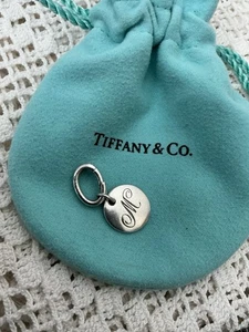 Tiffany & Co 925 Silver Letter M Note Initial Charm Pendant w/pouch & Jump Ring - Picture 1 of 7