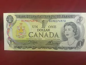 Canada $1.00 bank note bill serial # BCM8276973 dated 1973 CR - Picture 1 of 2
