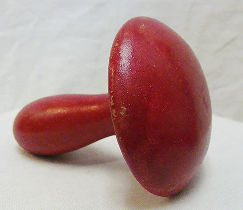 Antique Red Mushroom Darner & Needle Case, Darning Egg Cover