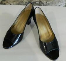 Vintage Russell & Bromley Black Patent Peep Toe Italian Heels Size 36 1/2