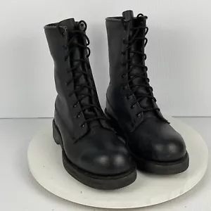 Addison Shoe Co. Black Leather Steel Toe Military Combat Boots Mens Sz 5W - Picture 1 of 10