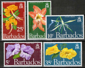 ZAYIX Barbados 348-352 MNH Flowers Plants Nature Orchids Lilies 062723S20M