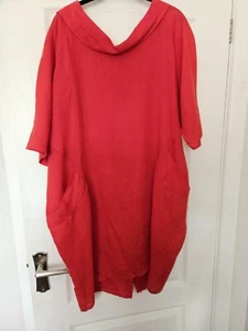 red 100% linen one size tunic top - Picture 1 of 6