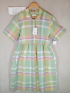 Abito folk donna Petra cotone verde quadri prateria cottage core 4/14 nuovo prezzo di listino £190 - Foto 1 di 16