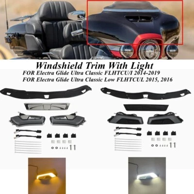 For Harley Street Electra Glide 14-23 Windshield Trim W/ LED Turn Signal Light - Image 1 of 4