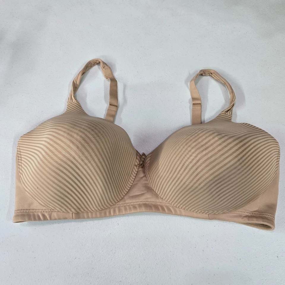 Vanity Fair Women Bra 40DD Beige Striped Radiant Collection T Shirt Lightly Line - Image 1 of 4